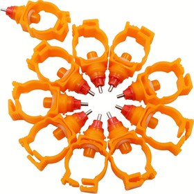 Resim 10'lu Paket Ağır Hizmet Tipi Tavuk Sulukları - Elektriksiz Otomatik Kümes Muslukları, Çıkış Portlarıyla - Parlak Turuncu Renkli Çiftlik ve Bahçe Kümesi İçin Dayanıklı Plastik Yapı - Kolay Kurulum ve Temiz Kullanım - Yumurtlayan Tavuklar, Broilerler, Hindi ve Ördekler için İdeal 