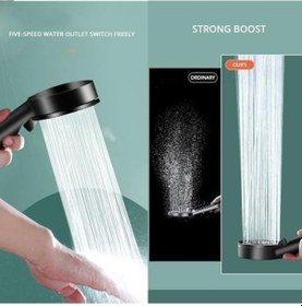 Resim Glee Turbo 5 Fonksiyonlu Mafsallı Duş Seti - Örgülü Hortum Ve Askılık Siyah Siyah 