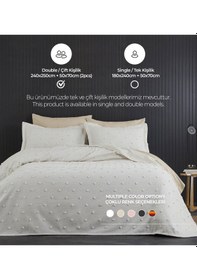 Resim Evlen Home Ash Pike Takımı Yatak Örtüsü Seti Çift Kişilik Pamuklu 3 Parça Yumuşak Günlük Beyaz 