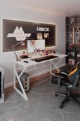 Resim TEKATEL Oyuncu Masası Gaming Masa Bilgisayar Masası Metal ayaklı Çalışma Masası Ofis masası Beyaz 120X60 