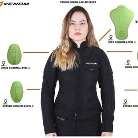 Resim Venom Ceket Yazlık Urban Kadın Siyah Motosiklet Mont 
