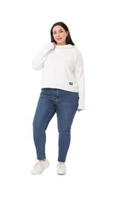 Resim Büyük Beden Kapüşonlu Düşük Kollu Pis Dikişli Üç İplik Beyaz Sweatshirt-beyaz Beyaz 
