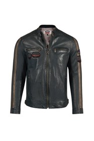 Resim Pitstop Erkek Lacivert Armalı Spor Deri Ceket - Lacivert / 3XL 