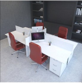 Resim Burovena Vena Nil Workstation Dörtlü Çalışma Masa 320Cm X 140Cm X 115H 