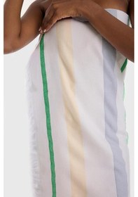 Resim Benetton Home Banyo Peştemal Havlu Çizgili Yeşil Bej Gri %100 Pamuk 80x165 Cm Çok Renkli 