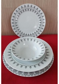 Resim Kütahya Porselen Leonberg 24 Parça Yemek Takımı Nano Beyaz - Siyah 