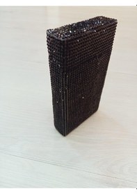 Resim Nesgıft Siyah Swarovski Taşlı Slim (İnce) Uzun Sigara Kutusu 