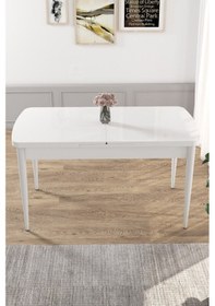Resim Canisa Concept Kor Serisi 70x114 Açılabilir Mutfak Masası Takımı Beyaz Masa 6 Füme Sandalye Masa Beyaz 6 Füme Sandalye 