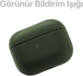 Resim Minesk Airpods 4. Nesil ile Uyumlu Leather Skin Serisi Parmak İzi Tutmayan Dış Yüzeye Sahip ve Mükemmel Koruma Sağlayan Orta Sertlikte Silikon Kılıf (Haki, Airpods 4) 