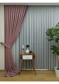 Resim Evdepo Home Keten Pembe Fon Perde Tek Kanat Pembe 