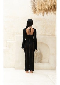 Resim Mai Collection Mai Studios Co. Paulina Dantel Örgülü Siyah Triko Elbise Siyah 