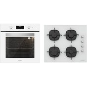 Resim Silverline BO6502W02 - CS5335W01 Beyaz Cam Ankastre Set 