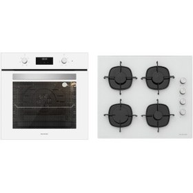 Resim Silverline BO6502W02 - CS5335W01 Beyaz Cam Ankastre Set 