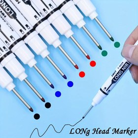 Resim 3-Lü Yixiaojianda Nötr Kalem, Çeşitli Yüzey Derin Delik İşaretleme, Su Geçirmez Uzun Uç, Toksik Olmayan Hızlı Kuruma Plastik Kalemler - Kırmızı, Siyah, Mavi, Yeşil, Beyaz Ahşap İşleme, Metal, Plastik, İnşaat, DIY El Sanatları için 
