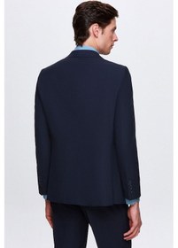 Resim D's Damat Ds Damat Slim Fit Lacivert Mono Yaka Tek Yırtmaçlı Astarlı Takim Elbise Yelekli 4HFY5ORT01599 Lacivert 