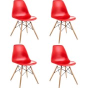 Resim Dorcia Home Kırmızı Eames Sandalye 4 Adet Cafe Balkon Mutfak Sandalyesi 