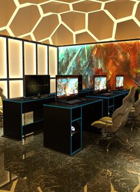 Resim Givayo Mobilya HERO OYUNCU MASASI SİYAH MAVİ BANT 