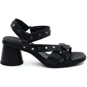 Resim Greyder 34490 Siyah Hakiki Deri Kadın Topuklu Sandalet-1022 Siyah 