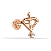 Resim Dianora Piercing 14 Ayar Rose Altın Taşlı Ok Minimal Helix Kıkırdak Piercing 