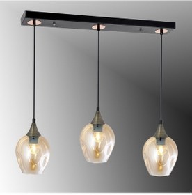 Resim Tt606-3s-sy-esk Tt Ayd. Mat Siyah - Eskitme 3 Lü Basık Cam Avize Siyah - Eskitme 