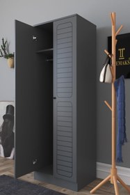 Resim Remaks Fuga 2 Kapaklı Elbise Dolabı - Antrasit Gövde Antrasit Kapak 