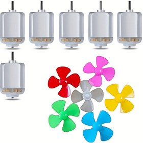 Resim 6 adet Renkli Fan Bıçakları, 6 adet 130 Tip Motor 3V DC 19000 RPM Yüksek Hızlı Mini Motorlar. Kompakt Tasarım, Sıkı Alanlarda Kolay Kurulum ve Çalışma. DIY El Sanatları, Öğretim Deneyimleri ve Çeşitli Uygulamalar için Uygun 