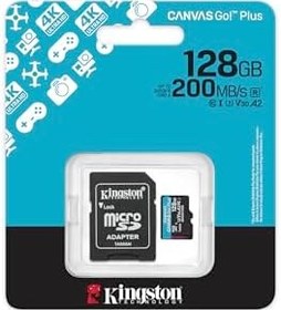Resim Kingston 128GB Canvas Go Plus microSD Card | Up to 200MB/s | Class 10, UHS-I, U3, V30, A2 | SDCG4/128GB 