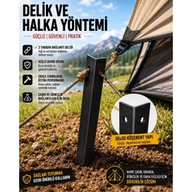 Resim Jasper Profesyonel Çadır Sabitleme Kazığı - Çift Bağlantı Delikli-Keskin Uçlu - Kolay Çakım, Güçlü T 