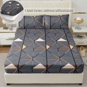 Resim 1 adet Polyester Lastikli Çarşaf Yatak Koruyucu Baskılı Geometrik Ekose Yüksek Kaliteli Fırçalanmış Yatak Örtüsü Cilt Dostu Çiçek Desenli Ev/Yatak Odası/Yurt/Otel için Uygun (Tek Lastikli Çarşaf) İç Dolgu Yok (Aileniz veya Arkadaşlarınız için Noel/Famil için Harika Bir Hediye) 