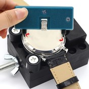 Resim Profesyonel Metal Saat Arka Açma Aleti - Taşınabilir İki Ayaklı Tasarım ve Ergonomik Mavi Saplı & Hassas Pil Değişimi için Ayarlanabilir Mengeneler - Saatçiler & Hobi Severler İçin İdeal, Saat Tamir Araçları | Kompakt Tasarım | Sağlam Yapı, Saat Aksesuarları 