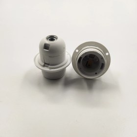 Resim Retro Vitrini Dekoratif Plastik E-27 Yarım Dişli Halkalı Geçmeli Duy Beyaz (2 Adet) 