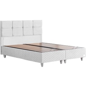 Resim Gümüş İkili Set, Gümüş Çift Kişilik Baza Başlık Seti Beyaz 140 x 190 