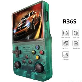 Resim schitec 3.5 Inç OTG Çıkışlı Taşınabilir Retro Oyun Konsolu 15000+ Oyunlu El Atari Şeffaf Yeşil R36S 