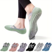 Resim Ekstra Tutuş Kadın Yoga Çorapları - Kaymaz, Pilates, Bale ve Fitness Antrenmanlarında Artırılmış Stabilite için Çapraz Kayış Tasarımı 