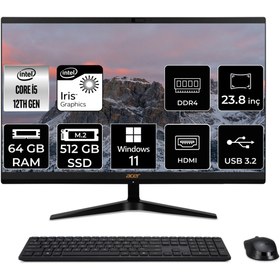 Resim HP ACER ASPİRE C24-1700 i5 1235U 64GB RAM 512GB SSD 23.8" FHD W11P ALL IN ONE PC DQ.BJWEM.006 