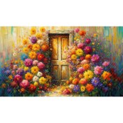 Resim Venspor Renkli Çiçeklerle Kaplı Kapı Manzaralı Arkaplan, 200x150cm Fon Duvar Örtüsü 