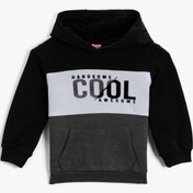 Resim Erkek Bebek Slogan Baskılı Sweatshirt Kapüşonlu Pamuklu 