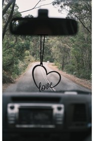 Resim VELUX HOME Araba Dikiz Aynası Süsü Metal Love Aşk Figürü Yazısı 