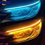 Resim 2 adet 45CM LED DRL Araba Gündüz Koşu Işığı Esnek Su Geçirmez Şerit Otomatik Farlar Beyaz Dönüş Işığı Sarı Fren Akış Işıkları 12V 