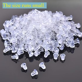 Resim 100/200/300/500 adet DIY Süper Yumuşak Sevimli Takı Küpe Postları Küpe İğneleri Aksesuarlar Düşme Önleyici Silikon Küpe Arka Fişleri Yüksek Kaliteli Küpe İğneleri Plastik Şeffaf Küpe Fişleri 