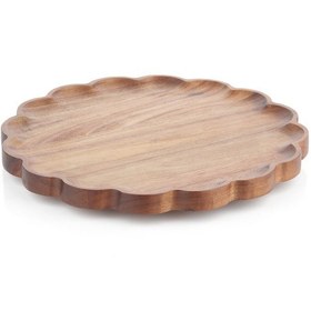 Resim Mien Akasya Döner Standlı Servis Tabağı - 31 Cm - Ahşap Lazy Susan Sunum Tablası Kahverengi 