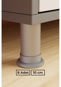 Resim Krom Gri 10 Cm 8 Li Mobilya Ayağı Koltuk Baza Masa Ofis Dolap İçin Dayanıklı Modern Tasarım Gzm Krom Gri 10 Cm 