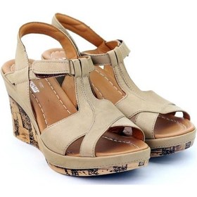 Resim Seç 3017 Dolgu Topuk Kadin Sandalet Topuk Boyu 8.5 Cm-platform 2 Cm Kum - 40 Kum 