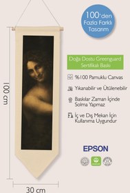 Resim Leonardo Da Vinci Duvar Halısı, Sanat Serisi Dekor, 100cm Kanvas Flama Askılı Duvar Örtüsü NO:665 - Renkli - 3 / 30 x 100 