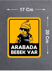 Resim Arabada Bebek Var Sticker - Araba Oto Araç Sticker - 00650 20x17 Cm 