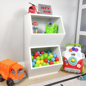 Resim Carniella Bebek - Çocuk Odası Çok Amaçlı Modüler 2 Bölmeli Oyuncak Dolabı 