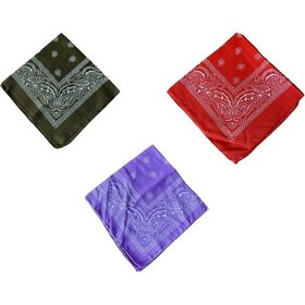 Resim Pamuklu Klasik Desen Unisex 3lü Bandana Seti Renkli Bandana Etnik Desenli A Kalite Bandana Açık Yeşil 