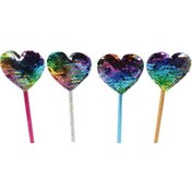 Resim Pul Payetli Gökkuşağı Kalp Kurşun Kalem 