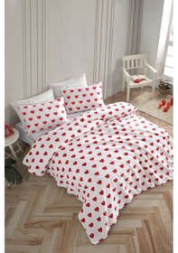 Resim Baskılı Pike Takımı Çift Kişilik Chole Beyaz Beyaz 