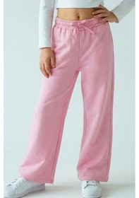 Resim Breeze Kız Çocuk Eşofman Altı Fiyonk Aksesuarlı Beli Lastikli Geniş Paça 4-8 Yaş, Pembe 